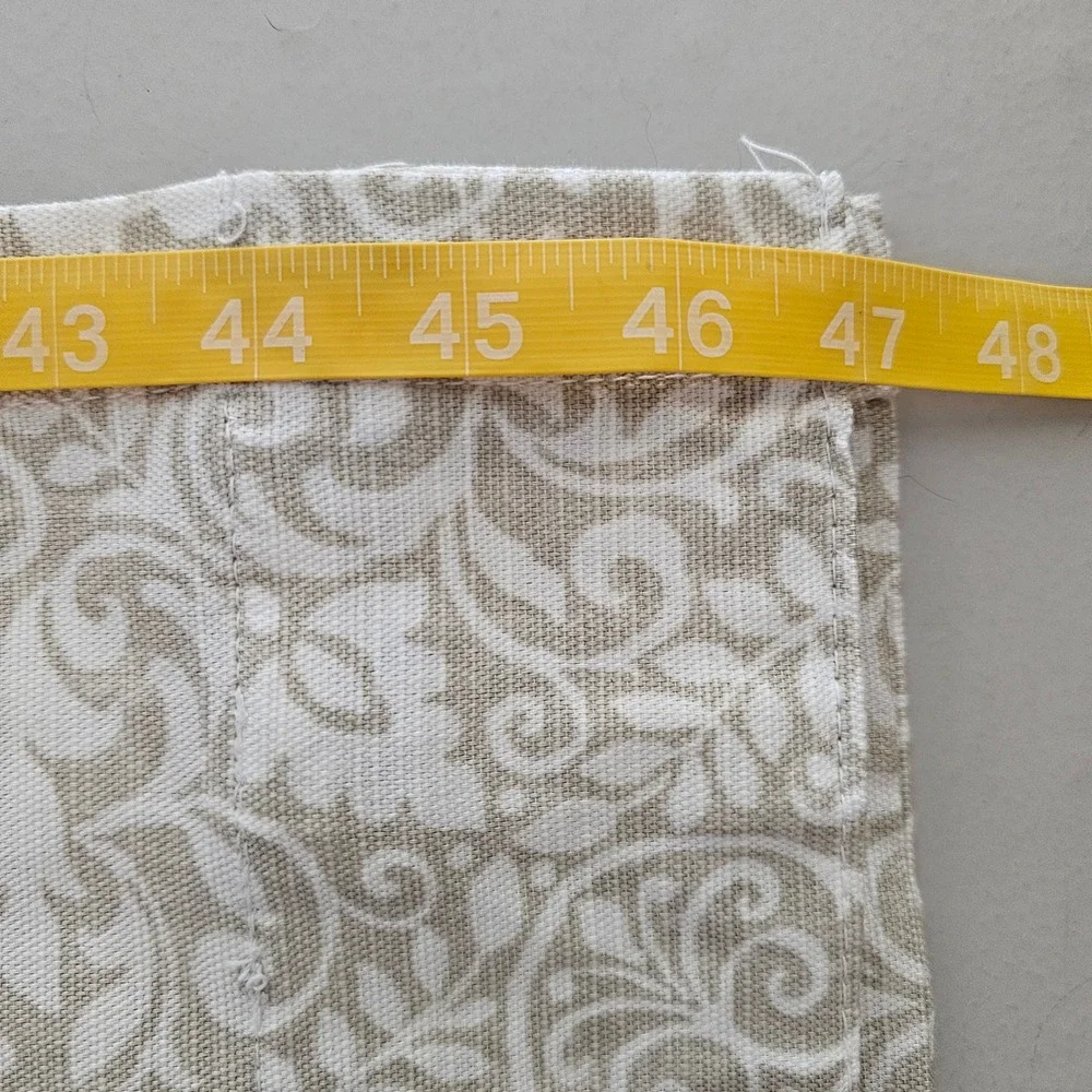 En Vogue Set of 2 Cotton Curtain Panels 50x94 Tan Cream Damask Scroll Back Tab